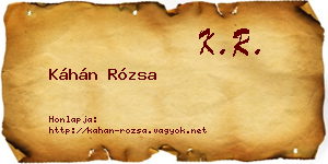 Káhán Rózsa névjegykártya